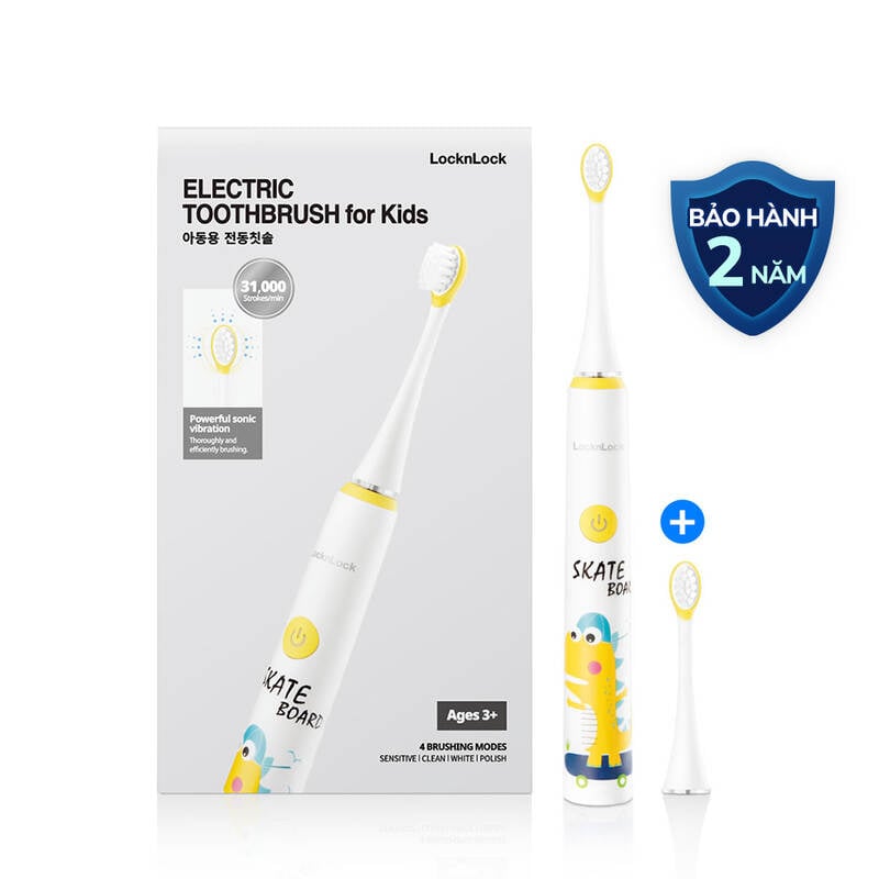 Bàn Chải Đánh Răng Điện Cho Bé LocknLock Electric Toothbrush For Kids 5V, 1.5W - Màu Trắng - ENR226WHT, , large image number null